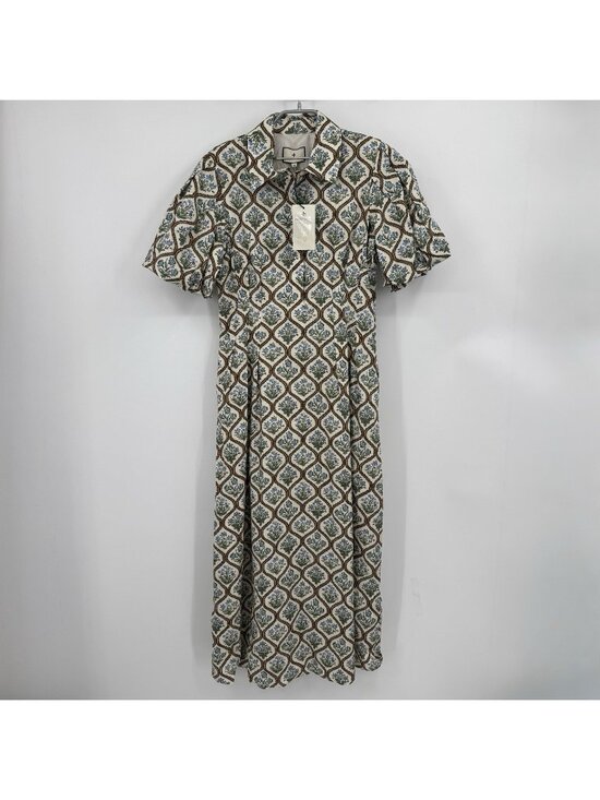 Tuckernuck Dresses & Skirts - Tuckernuck Porcelain Bouquet Delaney Midi Dress M Medium Puff Sleeve Shirt Dress